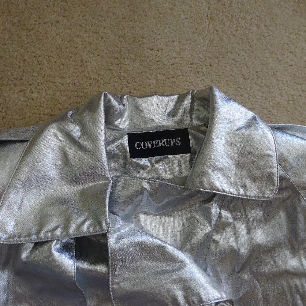 Silver Metallic Trenchcoat Jacket, Small - image 5